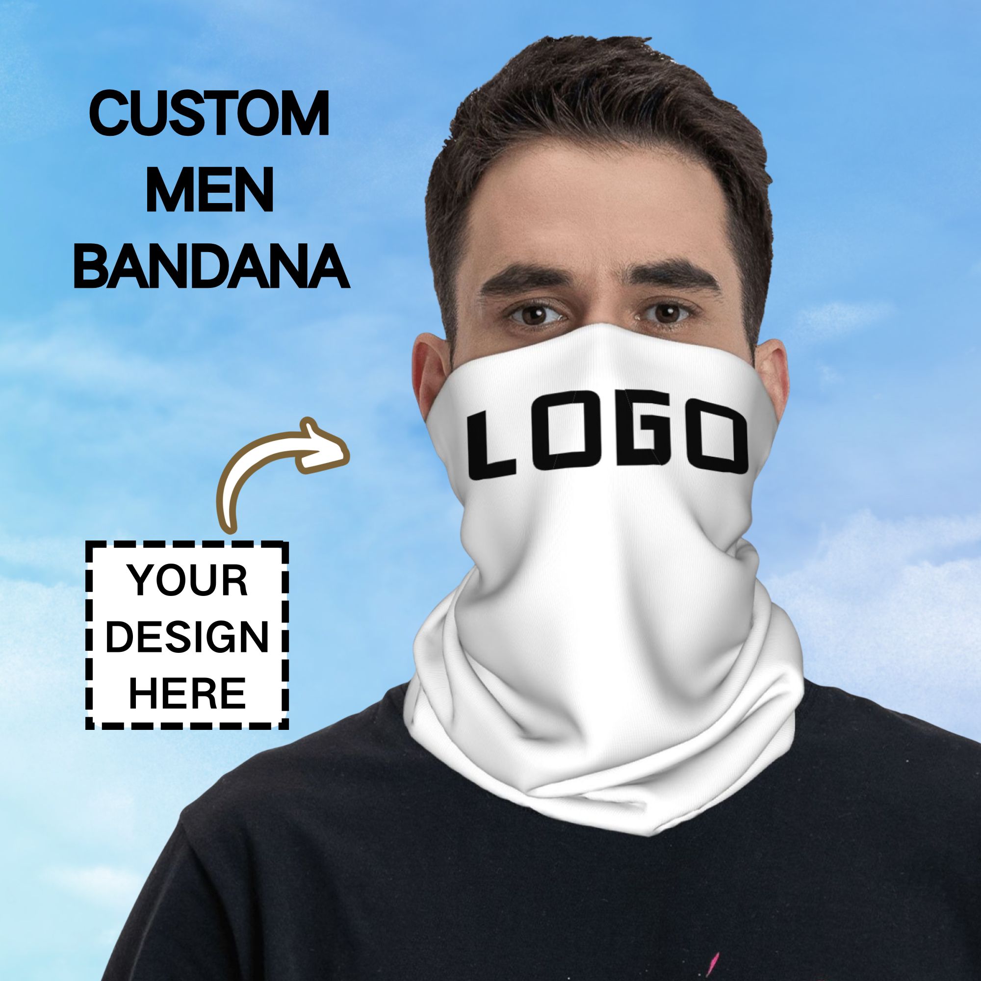 Neck Gaiter Face Cover - Nahtloser Nackenschutz mit individuellem Foto-Logo für