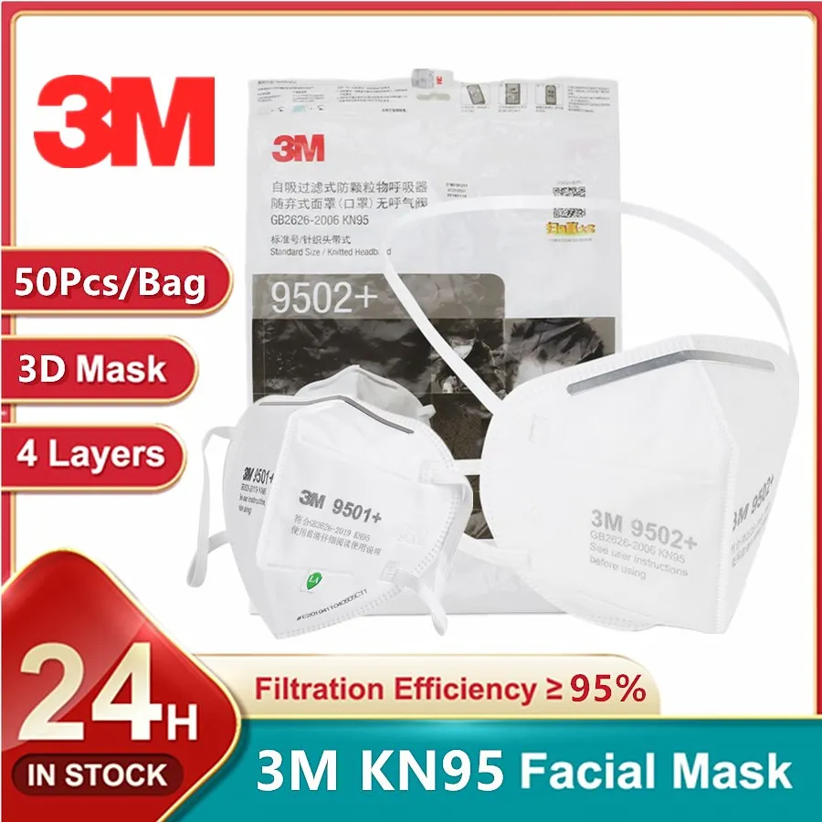 3M Mask 9502+ - 50 Teile/beutel 3M KN95 Gesichtsmaske 9501+/9502+