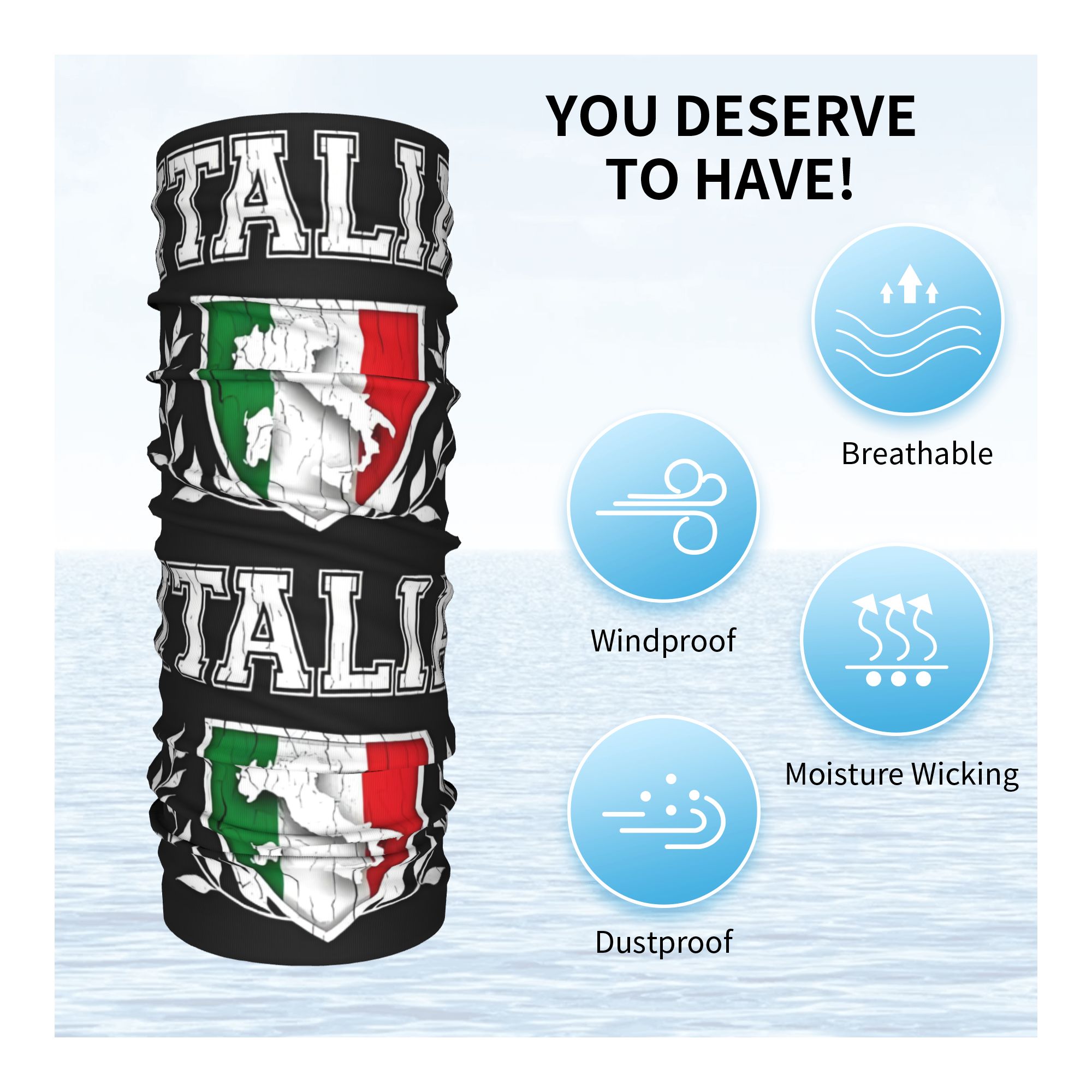 Benutzerdefinierte Italien Fla – Neck Gaiter Face Cover Bewertung und Preis
